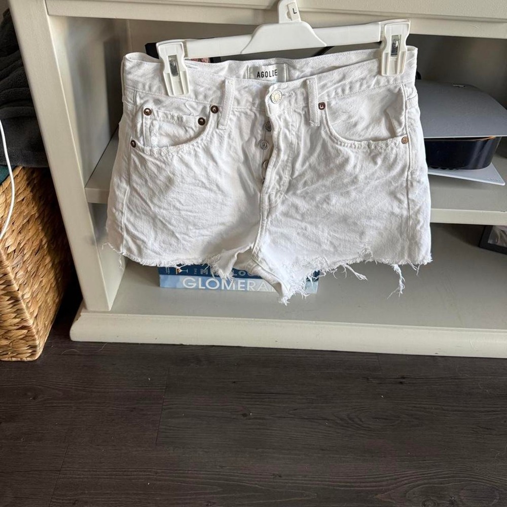 Agolde White Denim Shorts